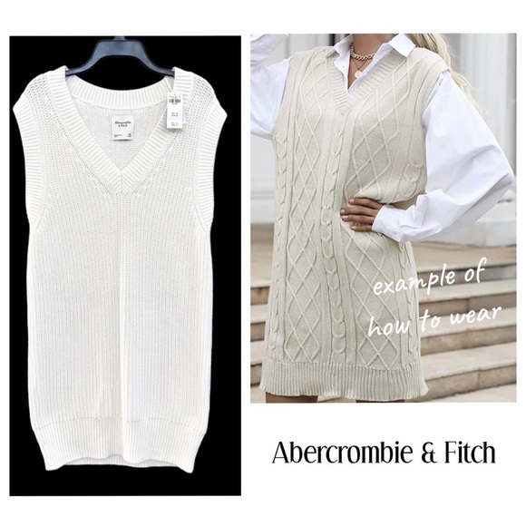 Abercrombie & Fitch Dresses & Skirts - 🎁 NWT Abercrombie & Fitch White Sweater Vest Mini Dress or Tunic Size M
